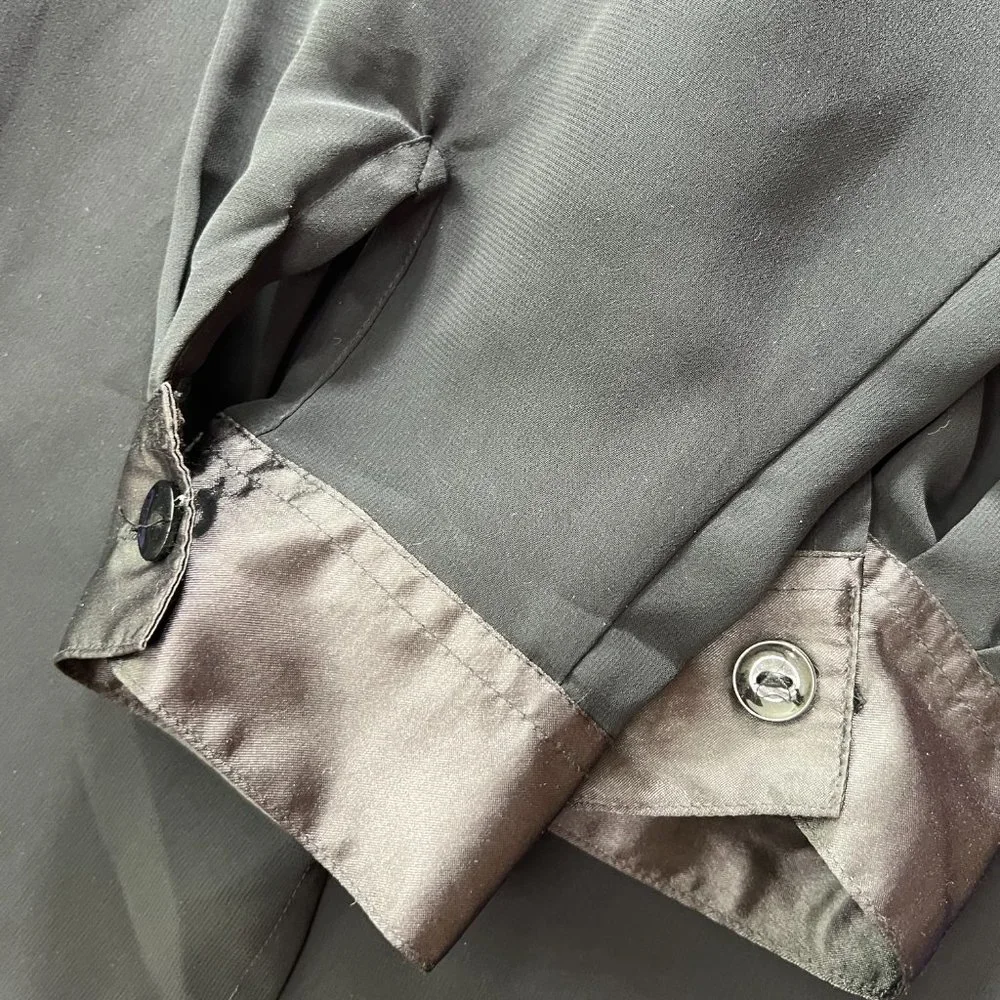 VTG📌 Chiffon Button Down Blouse with Satin Collar & Cuffs - Picture 16 of 16